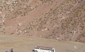 Bus wreck in the Andes