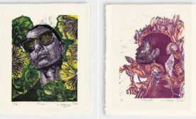 Reduction linocut prints from the recent 'bloom' series