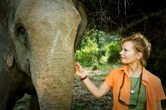 Patricia with an elephant